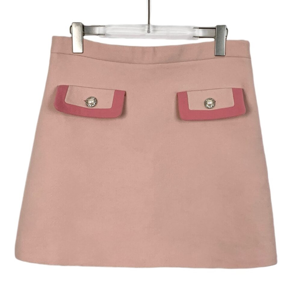 Miu Miu Pink Wool Mini Skirt - image 1